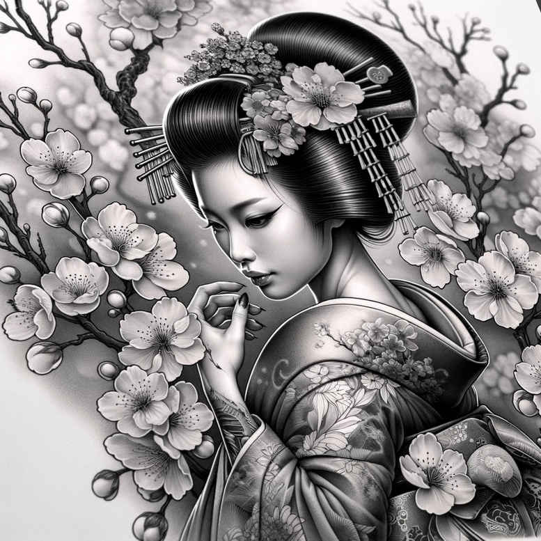 geisha tattoo design ideas Surrealism fantastical ornamental represents courage