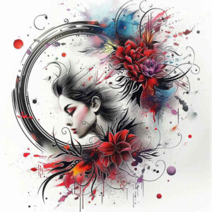 geisha tattoo design ideas Realism natural contrast poised for palm