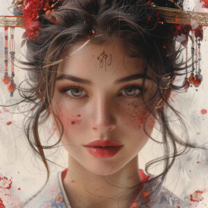 geisha tattoo design ideas Realism reflective light serene for spine