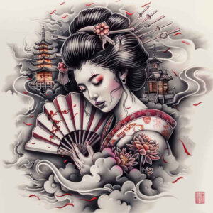 geisha tattoo design ideas Realism true skin soft lines symbol of courage