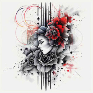 geisha tattoo design ideas Realism crisp detail subtle shading for chest