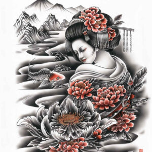 geisha tattoo design ideas clean fill subtle shading stands for resilience