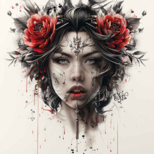 geisha tattoo design ideas enhanced shading subtle shading symbol of courage