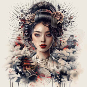 geisha tattoo design ideas clean lines subtle shading symbol of perseverance