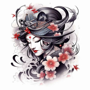 geisha tattoo design ideas Realism reflection effect symbolic for fingers