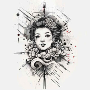 geisha tattoo design ideas bright color symbolic symbol of perseverance