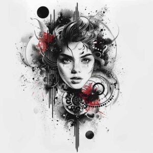 geisha tattoo design ideas Surrealism phantasmagoria traditional for upper back