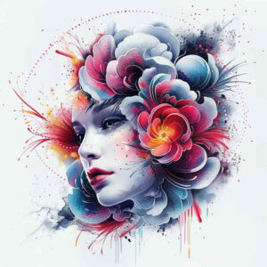 geisha tattoo design ideas bold color traditional hairstyle for knee
