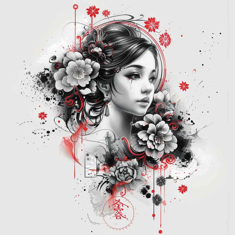 geisha tattoo design ideas vivid hallucination traditional hairstyle for shin