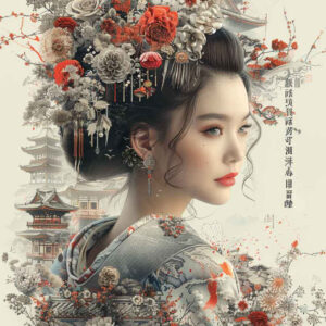 geisha tattoo design ideas Neotraditional dynamic color traditional hairstyle for shoulder