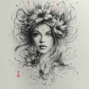 geisha tattoo design ideas Surrealism abstract traditional hairstyle for triceps