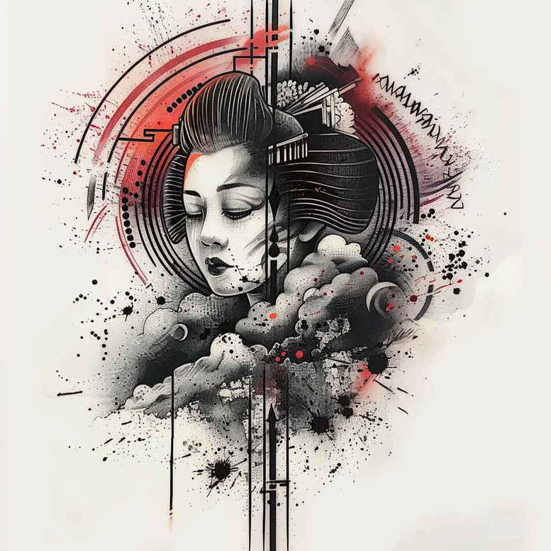 geisha tattoo design ideas luminous traditional symbolising courage