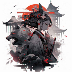 woman-in-kimono – tattoo design ideas free ai generated – surrealism-dream-motifs – for-upper-chest – Gallery: geisha-inkby-ai