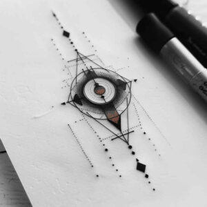 3d-geometric-tattoo – tattoo design ideas free ai generated – petite – for-lower-thigh – Gallery: geometric-inkby-ai