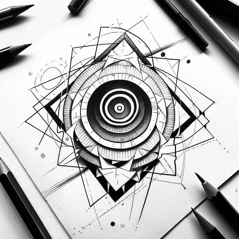 abstract-geometric-tattoo – tattoo design ideas free ai generated – few-strokes – for-hand – Gallery: geometric-inkby-ai