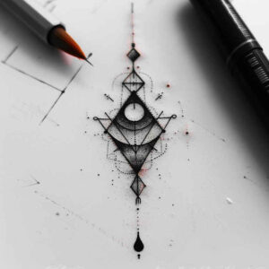 abstract-geometric-tattoo – tattoo design ideas free ai generated – precise – for-chest – Gallery: geometric-inkby-ai