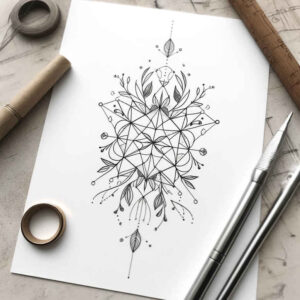 abstract-geometric-tattoo – tattoo design ideas free ai generated – tiny-tattoo – for-elbow – Gallery: geometric-inkby-ai