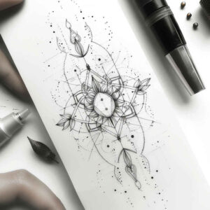 abstract-geometric-tattoo – tattoo design ideas free ai generated – uncluttered – for-side – Gallery: geometric-inkby-ai