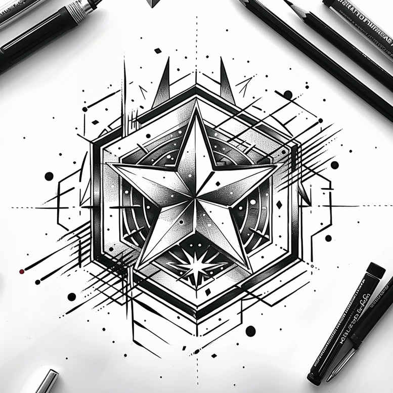 abstract-shape-tattoo – tattoo design ideas free ai generated – diminutive – for-lower-chest – Gallery: geometric-inkby-ai