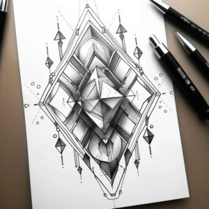 abstract-shape-tattoo – tattoo design ideas free ai generated – outline-only – for-upper-shoulder – Gallery: geometric-inkby-ai
