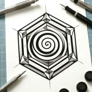 artistic-geometric-tattoo – tattoo design ideas free ai generated – dotwork – for-upper-thigh – Gallery: geometric-inkby-ai