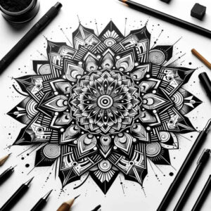 circle-tattoo – tattoo design ideas free ai generated – punctual – for-thigh – Gallery: geometric-inkby-ai