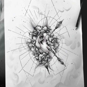 cube-tattoo – tattoo design ideas free ai generated – pure-outline – for-ribs – Gallery: geometric-inkby-ai