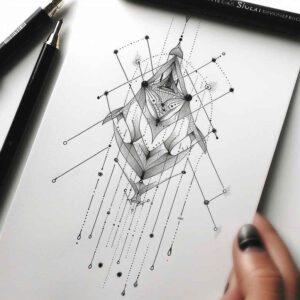 diamond-tattoo – tattoo design ideas free ai generated – no-fill – for-side-torso – Gallery: geometric-inkby-ai