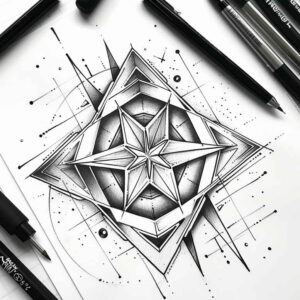 dynamic-geometric-tattoo – tattoo design ideas free ai generated – miniature – for-scapula – Gallery: geometric-inkby-ai