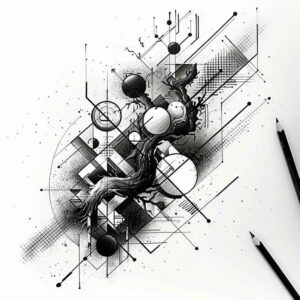 dynamic-geometric-tattoo – tattoo design ideas free ai generated – open-space – for-shoulder-blade – Gallery: geometric-inkby-ai