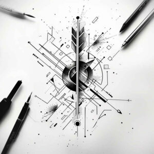 dynamic-geometric-tattoo – tattoo design ideas free ai generated – simple-icon – for-behind-ear – Gallery: geometric-inkby-ai
