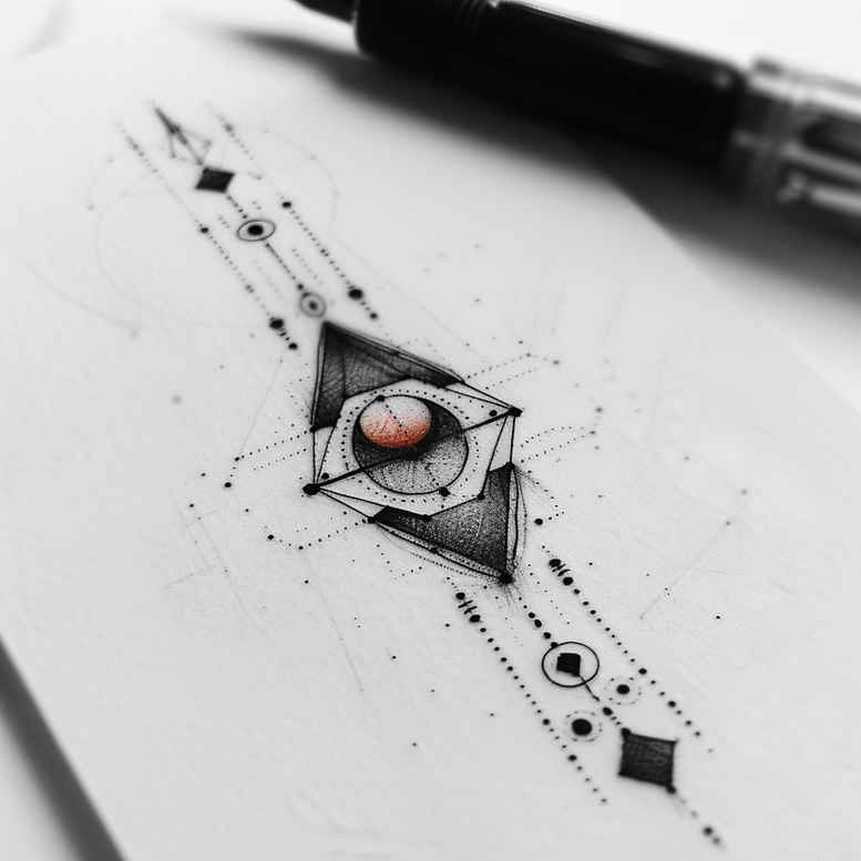 dynamic-geometric-tattoo – tattoo design ideas free ai generated – slender – for-wrist-side – Gallery: geometric-inkby-ai