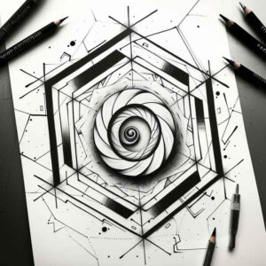 futuristic-geometric-tattoo – tattoo design ideas free ai generated – tiny-detail – for-shoulder-blade – Gallery: geometric-inkby-ai