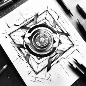 geometric-art-tattoo – tattoo design ideas free ai generated – no-background – for-spine – Gallery: geometric-inkby-ai