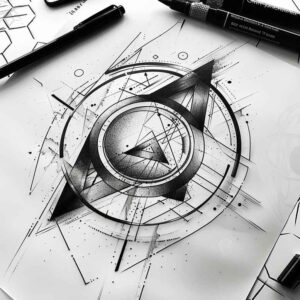 geometric-art-tattoo – tattoo design ideas free ai generated – open-space – for-elbow – Gallery: geometric-inkby-ai