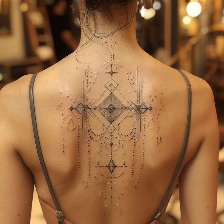 geometric-art-tattoo – tattoo design ideas free ai generated – sparse – for-full-back – Gallery: geometric-inkby-ai