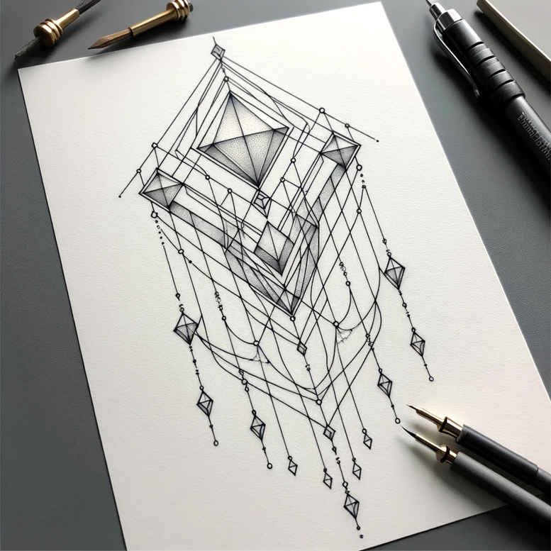 geometric-body-art – tattoo design ideas free ai generated – soft-touch – for-chest – Gallery: geometric-inkby-ai