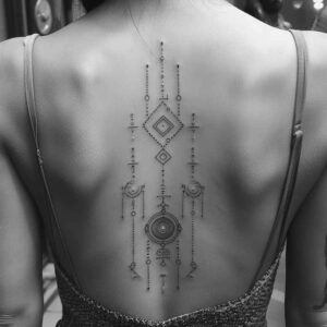 geometric-body-art – tattoo design ideas free ai generated – unembellished – for-thigh – Gallery: geometric-inkby-ai