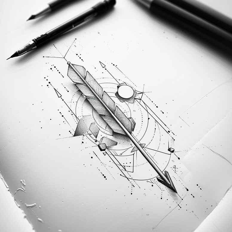 geometric-composition – tattoo design ideas free ai generated – nonintrusive – for-nape – Gallery: geometric-inkby-ai