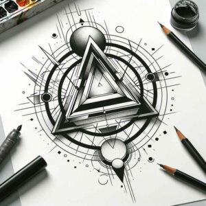geometric-composition – tattoo design ideas free ai generated – single-color – for-inner-arm – Gallery: geometric-inkby-ai