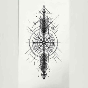 geometric-detail-tattoo – tattoo design ideas free ai generated – crisp-outline – for-back-shoulder – Gallery: geometric-inkby-ai