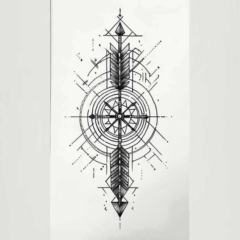 geometric-detail-tattoo – tattoo design ideas free ai generated – crisp-outline – for-back-shoulder – Gallery: geometric-inkby-ai