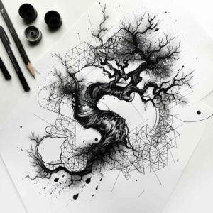 geometric-detail-tattoo – tattoo design ideas free ai generated – crisp-outline – for-ribs – Gallery: geometric-inkby-ai