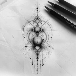 geometric-motif-tattoo – tattoo design ideas free ai generated – empty-space – for-foot – Gallery: geometric-inkby-ai