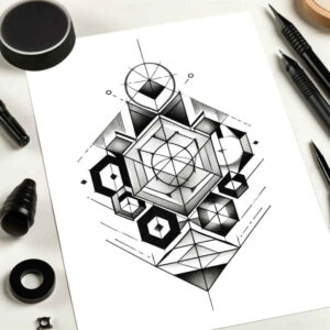 geometric-motif-tattoo – tattoo design ideas free ai generated – unembellished – for-heel – Gallery: geometric-inkby-ai