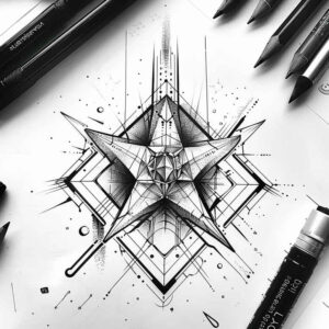 geometric-ornament-tattoo – tattoo design ideas free ai generated – crisp-outline – for-ribs – Gallery: geometric-inkby-ai