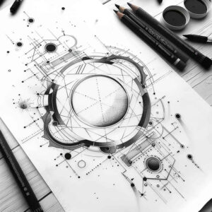 geometric-outline – tattoo design ideas free ai generated – whisper-line – for-scapula – Gallery: geometric-inkby-ai