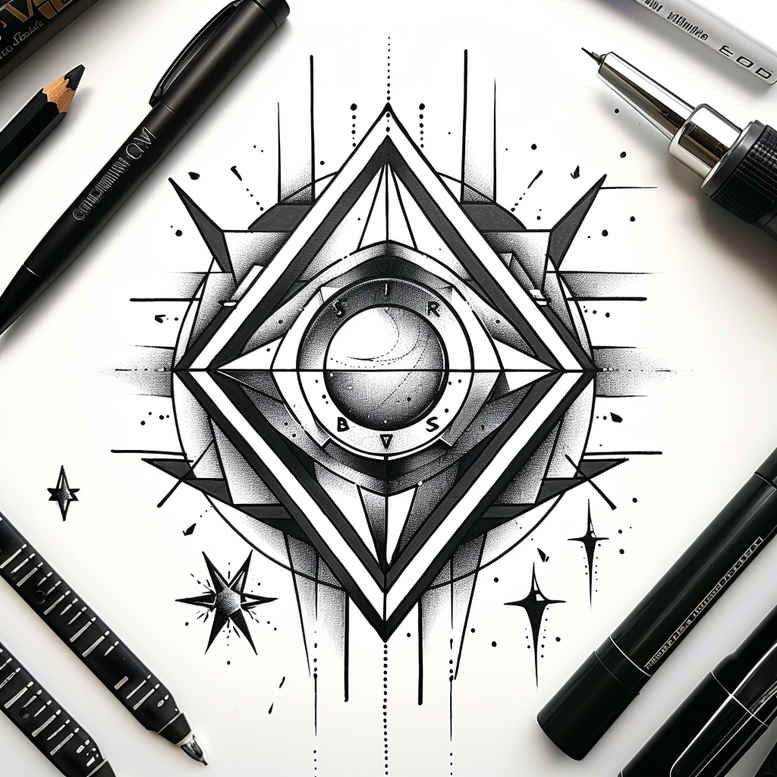 geometric-pattern-tattoo – tattoo design ideas free ai generated – quiet – for-upper-thigh – Gallery: geometric-inkby-ai