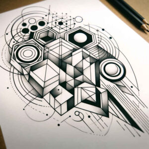 geometric-silhouette – tattoo design ideas free ai generated – clear-cut – for-hip – Gallery: geometric-inkby-ai