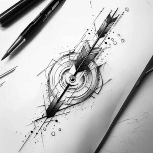 geometric-symbol-tattoo – tattoo design ideas free ai generated – fine-line – for-lower-chest – Gallery: geometric-inkby-ai